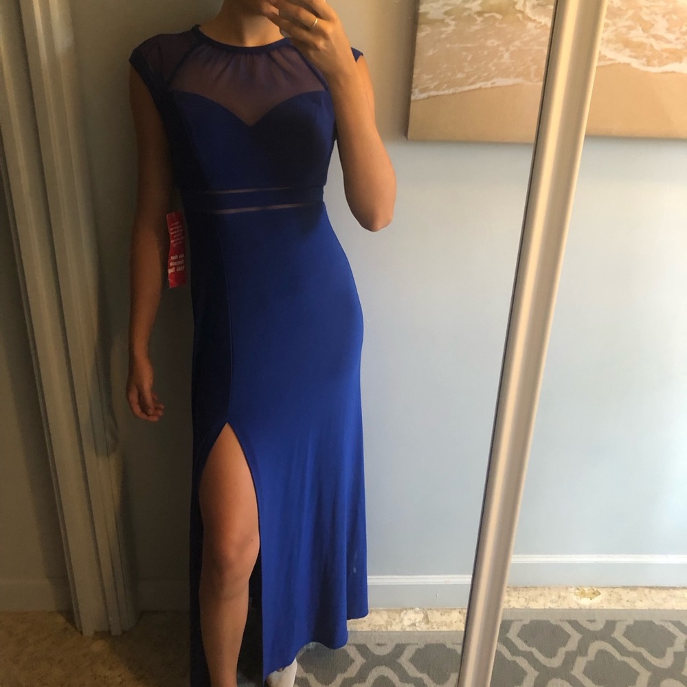 Royal Blue Cocktail Slit Maxi Gown
